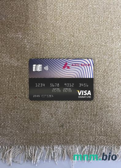 India Axis bank visa signature card wygląd fotograficzny skan PSD + zdjęcie